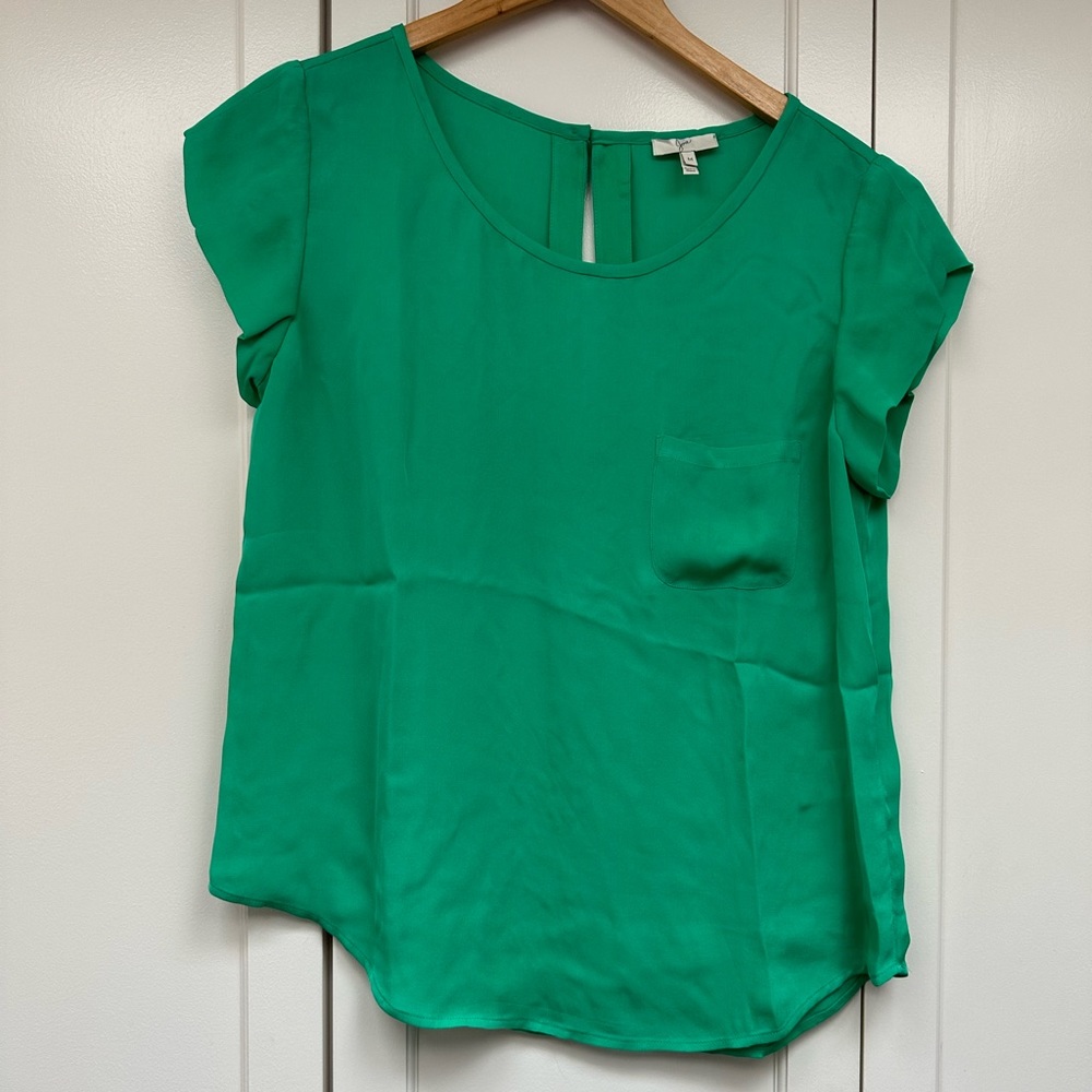 Joie Women’s Short Sleeve Silk Top / Medium / Green